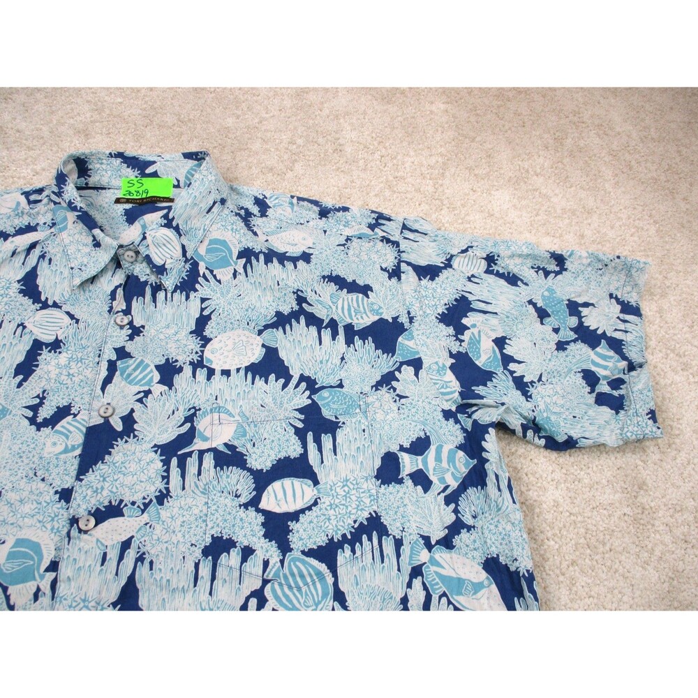 Tori Richard Shirt Men 2XL Blue Fish Coral Reef Hawaiian Cotton Lawn Button Up - Picture 3 of 10